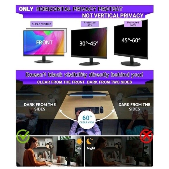 28" Upgrade Removable Computer Privacy Screen Filter For For Frameless... - Picture 8 of 11